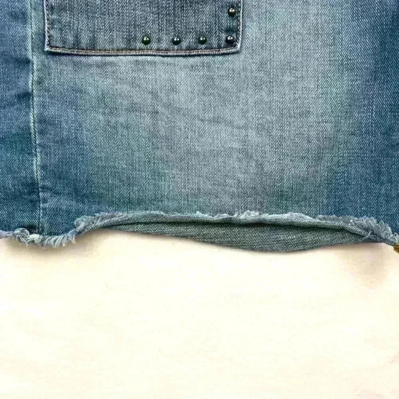 Lucky Brand Retro Faded Patchwork Whisker Frayed Denim Jean Shorts Size 4/27 - Picture 5 of 14